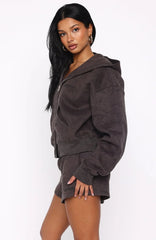 Hiding Away Boxy Zip Front Hoodie Dark Camo