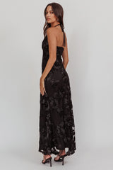 Your Affections Rosette Ribbon Embellished Maxi Dress Black