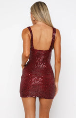 I Believe In You Beaded Mini Dress Wine