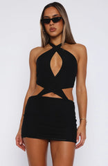 After Dark Halter Mini Dress Black