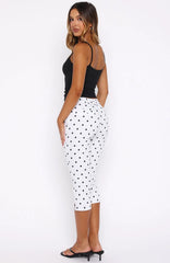 Day For It Capri Pants White/Black Polka Dot