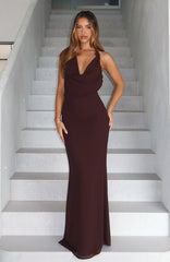 Always In Mode Halter Maxi Dress Chocolate