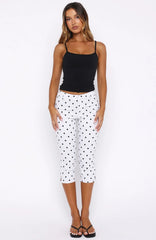 Day For It Capri Pants White/Black Polka Dot