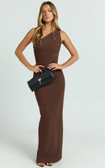 Criselda Maxi Dress One Shoulder Maxi Dress in Chocolate