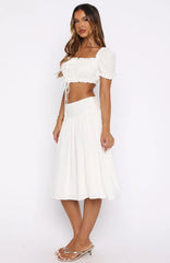 Tender Moments Midi Skirt White