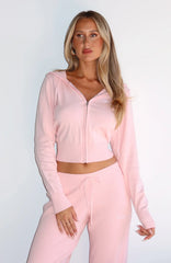 Paying It Forward Zip Front Hoodie Baby Pink