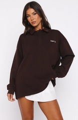 Let's Get Lost Oversized Long Sleeve Jersey Chocolate