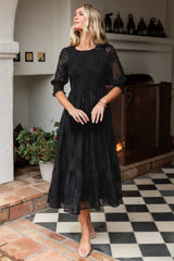 Nellie Smocked Midi Dress | Black