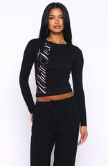 Luxurious Girl Long Sleeve Baby Tee Black