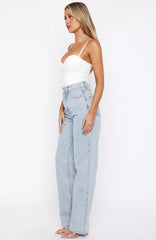Always With Me High Rise Straight Leg Jeans Mid Blue