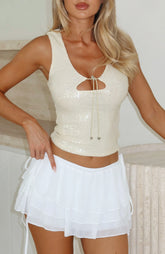 Nostalgic Nights Sequin Top Lemon