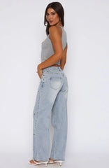 Athina Low Rise Wide Leg Jeans Light Blue
