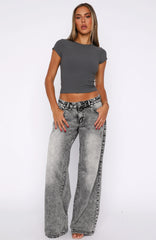 Maeve Low Rise Wide Leg Jeans Grey Acid