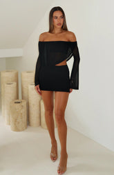 After Glow Long Sleeve Mini Dress Black