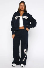 Daydreamers Madeline Wide Leg Sweatpants Navy