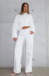 Charlotte Mid Rise Wide Leg Jeans Off White