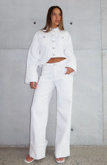 Charlotte Mid Rise Wide Leg Jeans Off White