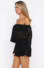 After Glow Long Sleeve Mini Dress Black