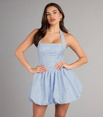 Vicky Jacquard Halter Bubble Mini Dress