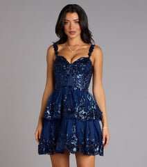 Marisa Sequin Corset Tulle Skater Dress