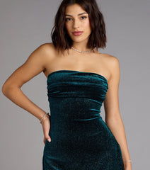 Late Night Luxe Glitter Velvet A-Line Mini Dress