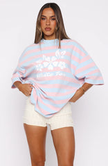 In The Valley Oversized Tee Blue/Pink Stripe