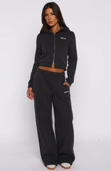 Comfy And Cute Wide Leg Sweatpants Charcoal