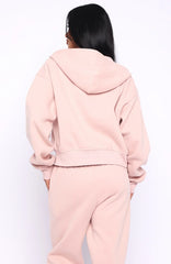 Can't Miss It Boxy Zip Front Hoodie Dusty Pink