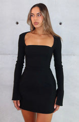 Living For Love Long Sleeve Mini Dress Black