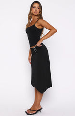 Sending My Love Asymmetric Midi Skirt Black