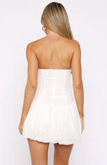 Sunny Vibes Strapless Broderie Mini Dress White