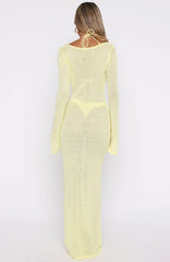 Malta Mermaids Long Sleeve Maxi Dress Lemon