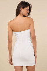 Dramatic Intent White Strapless Corset Bodycon Mini Dress