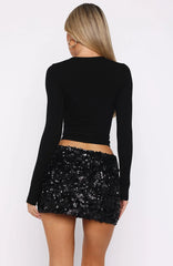 Party Mode Sequin Mini Skirt Black