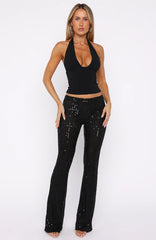 Moonlit Vows Beaded Pants Black