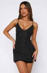 Good Luck Babe Mini Dress Black/White Polka Dot