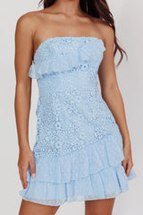 Monte Carlo Strapless Ruffle Dress Steel Blue