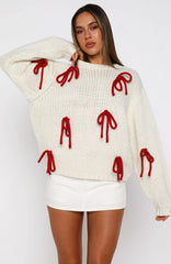 Candy Cane Crush Knit Sweater Cream