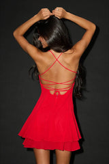Perfected Sweetness Red Pleated Tiered Mini Dress