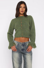 Baby It's Cold Knit Cardigan Moss