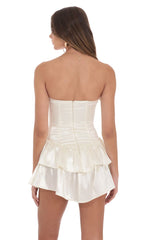Satin Corset Strapless Dress in Ivory