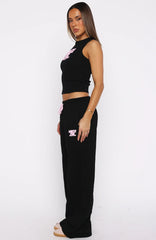 Club 14 Allie Wide Leg Sweatpants Black