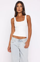 Perfectly Tied Ribbed Tank White