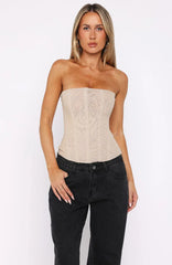 Spotlight On Me Strapless Bustier Champagne Glitter
