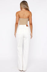 Alyssa High Rise Straight Leg Jeans Off White