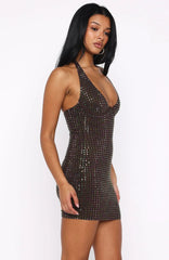 Full Of Love Embellished Mini Dress Chocolate