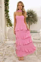 Sunset Reverie Strapless Maxi Dress Pink