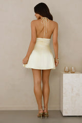 Catch Me Blushing Halter Satin Mini Dress Yellow