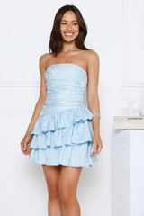 Delicate Drama Strapless Mini Dress Blue