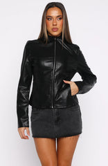 Parlour Talk Pu Jacket Black